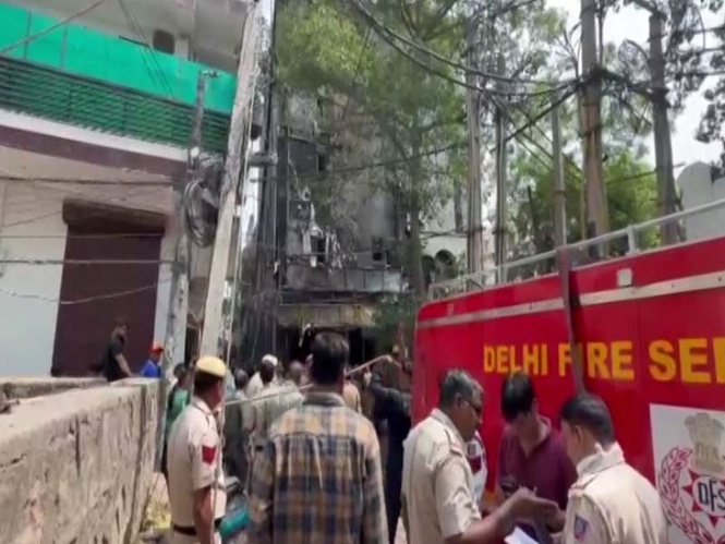 Image from: Fire breaks out at hotel in Delhi's Humayunpur, brought under control