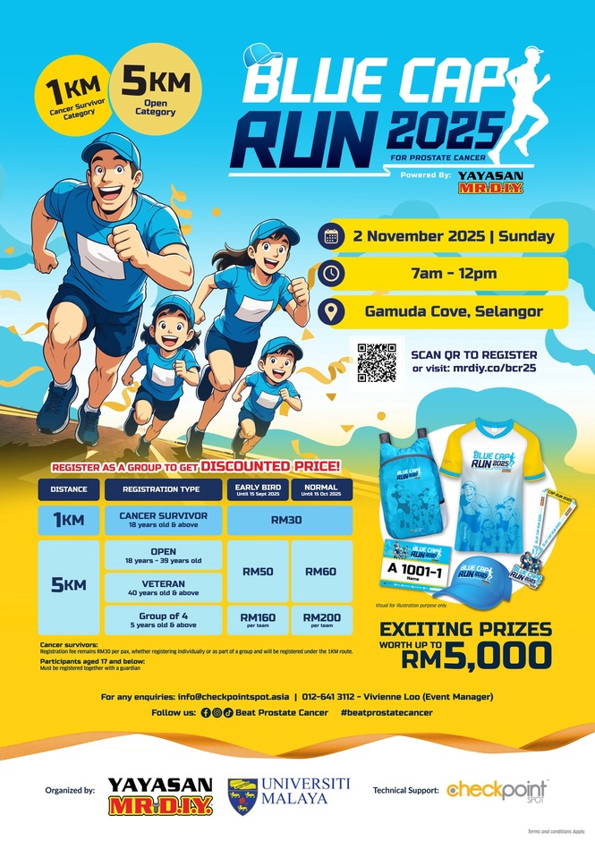 Image from: Yayasan MR D.I.Y. and UM call Malaysians to join Blue Cap Run 2025 