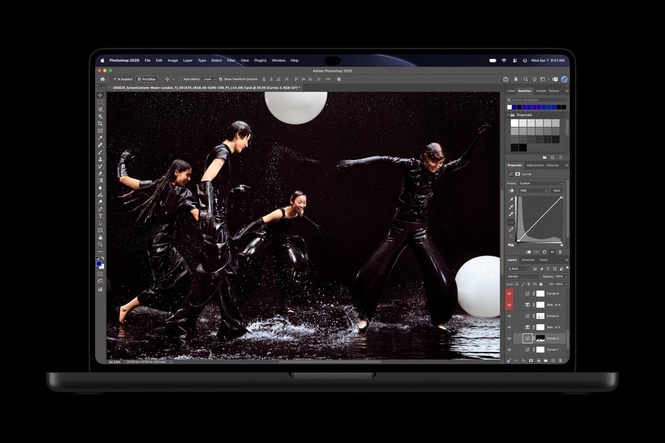 Apple MacBook Pro PROLED XDR touchscreen displaying Adobe Photoshop