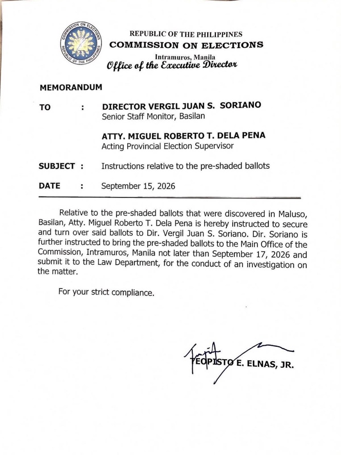 Tampered ballots in Maluso off to Comelec main office for probe