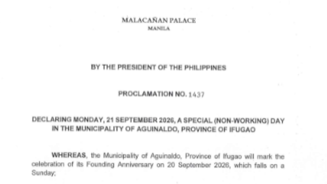 Marcos declares non-working days in 7 municipalities