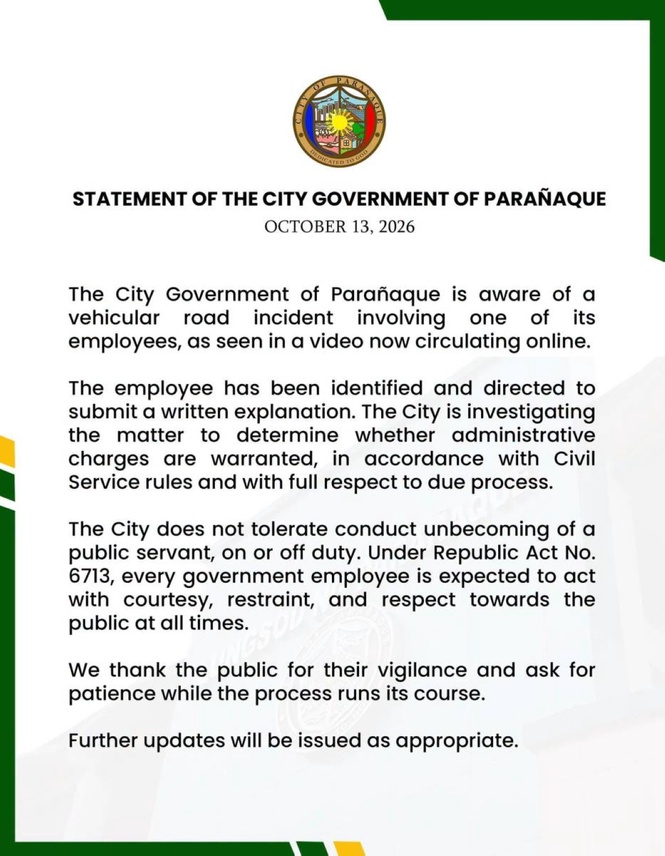 Parañaque probes employee over alleged road-rage incident involving woman driver