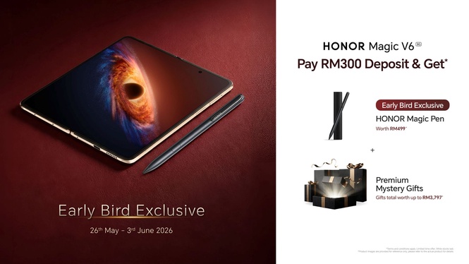 HONOR Magic V6 大马开放预订:送价值 RM3797 神秘赠品 + Magic Pen