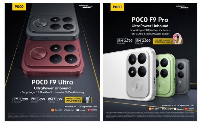 POCO F9 系列大马发布:骁龙 8 Elite Gen 5、185Hz 屏幕,售价 RM2,799 起 2