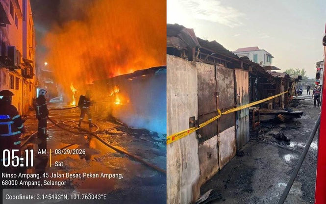 Image from: Factory destroyed, owner injured as two fires strike Penang and Selangor