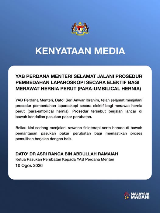Image from: Anwar undergoes successful laparoscopic surgery for abdominal hernia