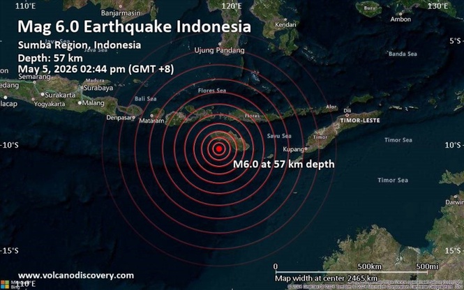 Moderate earthquake strikes off Indonesia’s Nusa Tenggara Timur, no tsunami threat detected