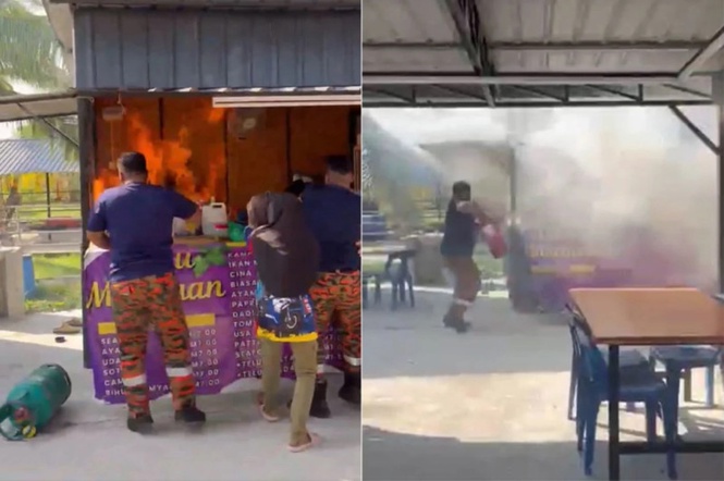 Quick-thinking firefighters rescue two women in Felda Sungai Tiang food stall blaze