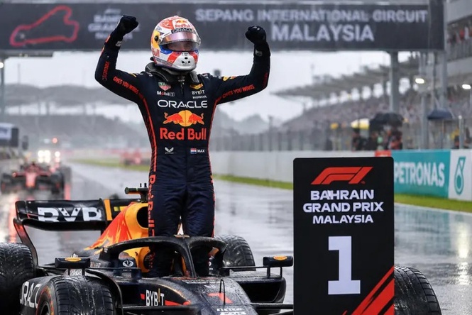 Max Verstappen claims first victory of season in rain-delayed Bahrain Grand Prix at Sepang