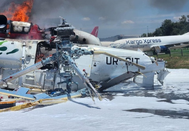 Helicopter catches fire at Subang Airport