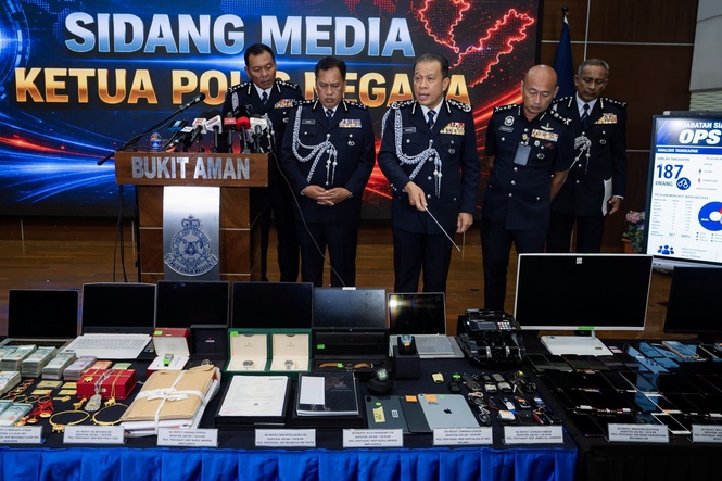 Polis tumpas sindiket penipuan dalam talian antarabangsa, 187 individu ditahan