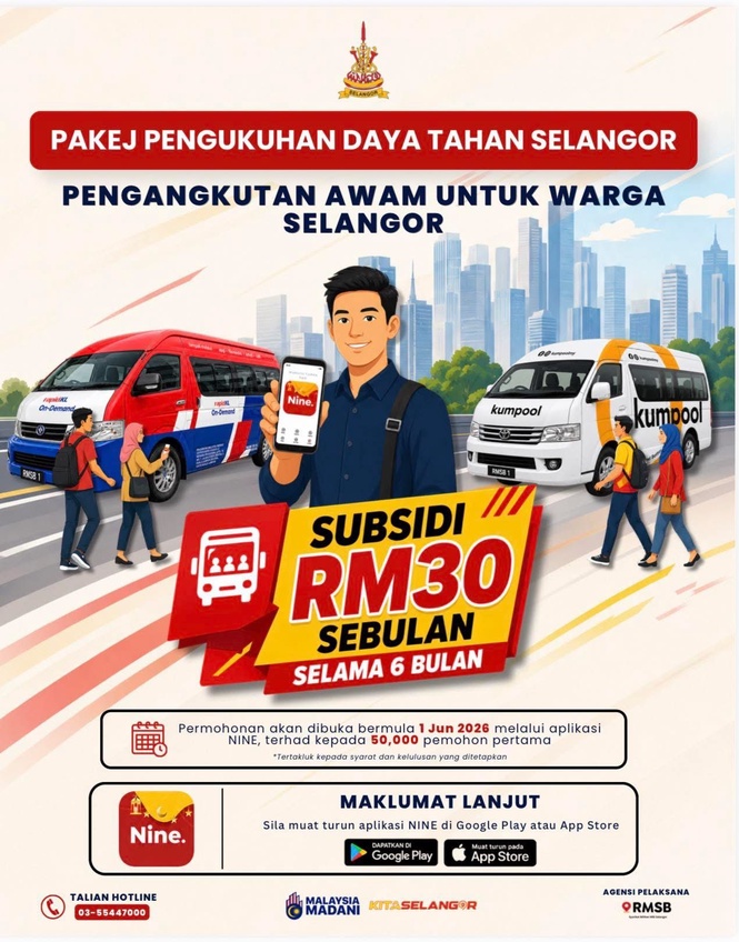 Permohonan subsidi pengangkutan awam RM30 sebulan dibuka mulai hari ini