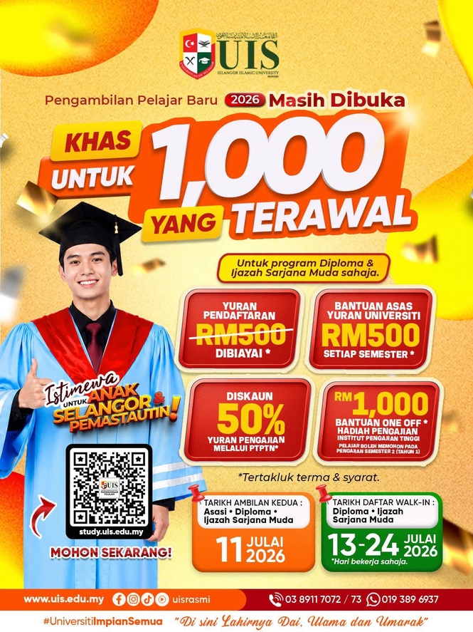 1,000 anak Selangor nikmati insentif masuk UIS