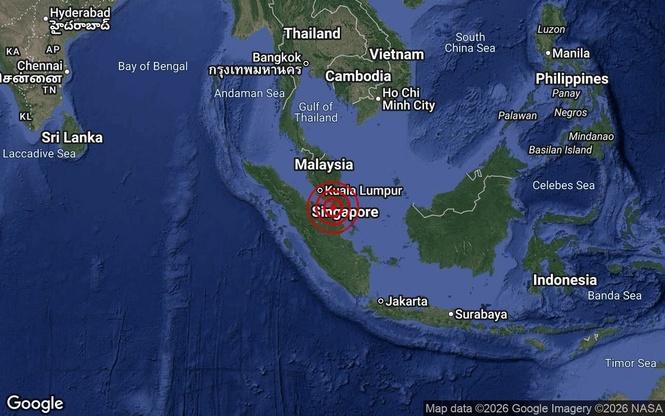 Gempa bumi magnitud 3.1 dikesan di perairan Batu Pahat