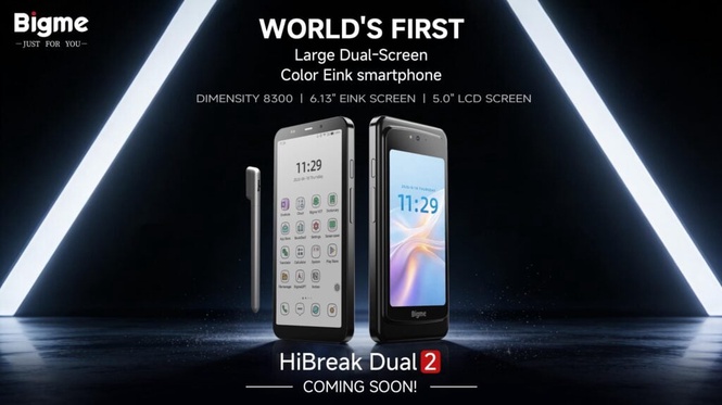 Image from: The Bigme HiBreak Dual 2 is a smartphone with an eInk screen in front, LCD screen behind
