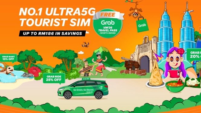 Image from: U Mobile Ultra Tourist Plan: 7-day, 100GB for RM15, free Grab Visit Malaysia Travel Pass