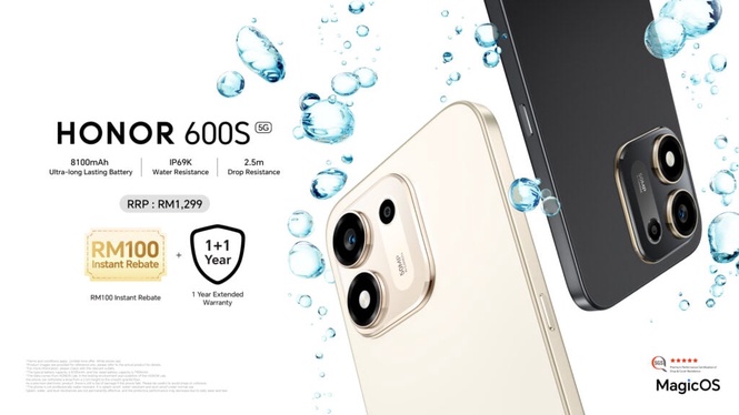 Image from: Honor 600S 5G: IP69K, 8,100mAh battery and 50MP camera, for RM1,299