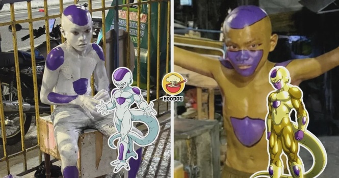 【硬核Cosplay!】男孩『白漆涂满身』扮七龙珠角色,差点变永久反派!满血复活重出江湖!(内附影片)