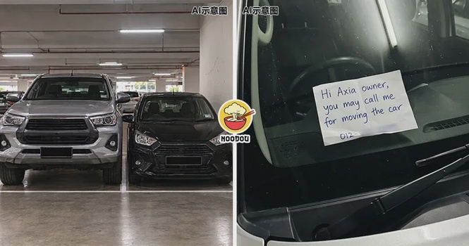 【差点错怪人家!】被停旁边的Hilux贴到开不了门,Axia车主才惊觉『是Uncle的一番好意』!