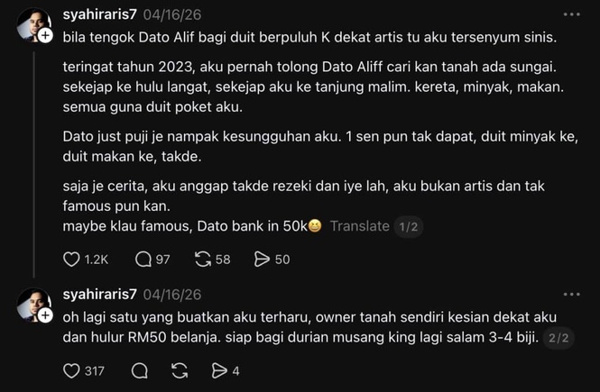 Image from: “Kenapa Kena Bagi Awak Duit?” – Aliff Syukri Jawab Dakwaan Ejen Hartanah Tolong Cari Tanah, Tapi Tak Dibayar