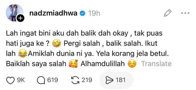 Image from: “Pergi Salah, Balik Pun Salah” – Nadzmi Adhwa Kecewa Ardell Aryana Masih Dikecam Netizen