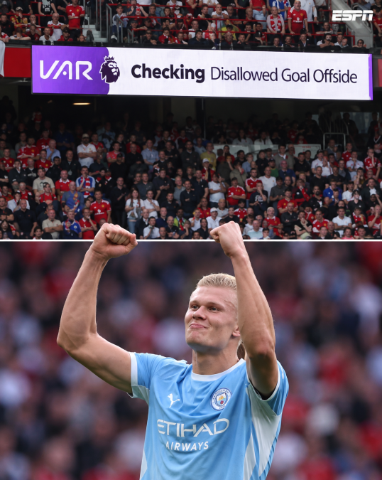 Image from: Gol Haaland Cetus Kontroversi, Pro Ref Minta Maaf Kepada Manchester United