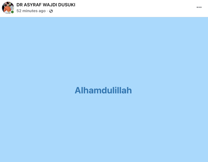Image from: Asyraf Wajdi Tulis ‘Alhamdulillah’, Mesyuarat Pengampunan Najib Jadi Tumpuan