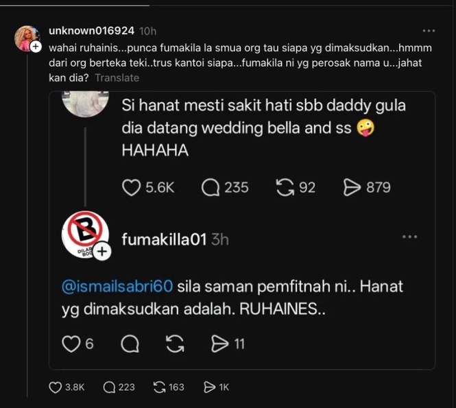Image from: Ruhainies Didakwa ‘Dibela’ Bekas Perdana Menteri, Tuan Badan Bakal Ambil Tindakan Saman