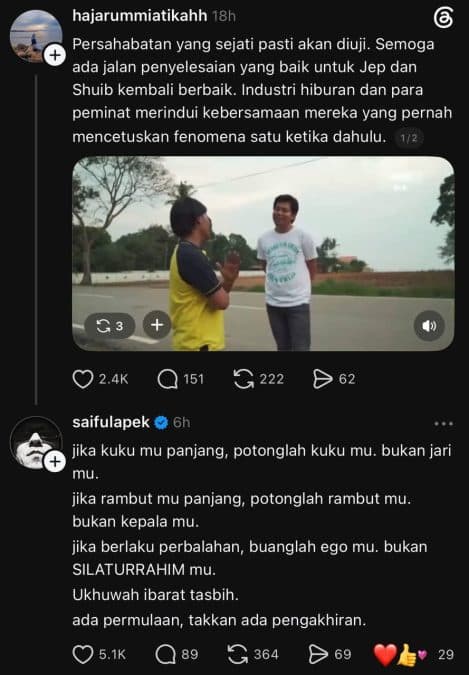 Image from: Saiful Apek Titip Nasihat Isu Jep Sepahtu Dan Shuib Undang Perhatian Ramai