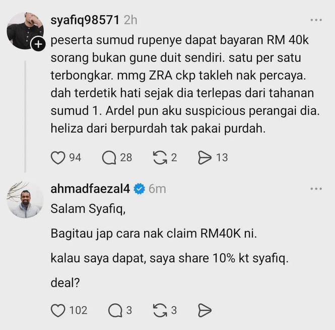 Image from: Ahmad Faezal minta kemuka bukti! Individu padam hantaran dakwa peserta Sumud dibayar RM40,000