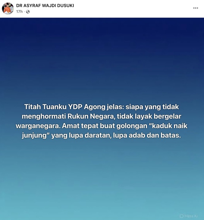 Image from: Titah Agong tentang Rukun Negara jelas, tepat buat golongan ‘kaduk naik junjung’ -Asyraf Wajdi