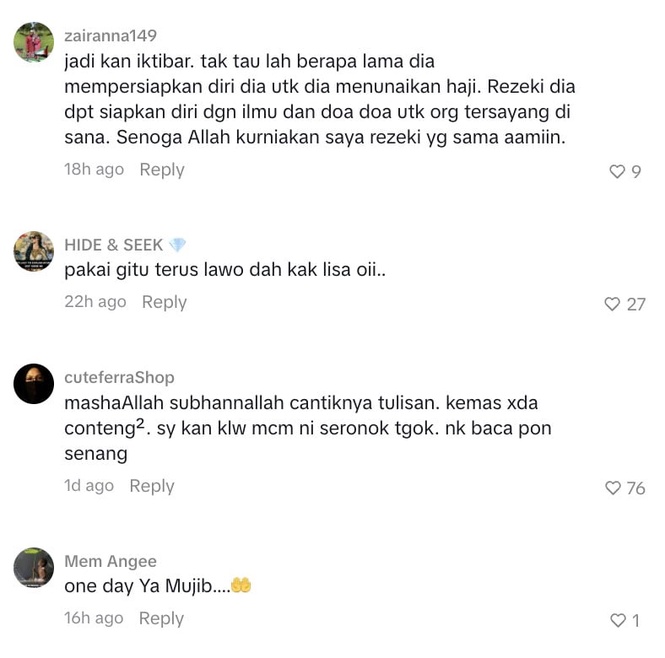 Image from: Ramai kagum nota persediaan haji Lisa Surihani -“Rezeki dia dapat siapkan diri dengan ilmu”