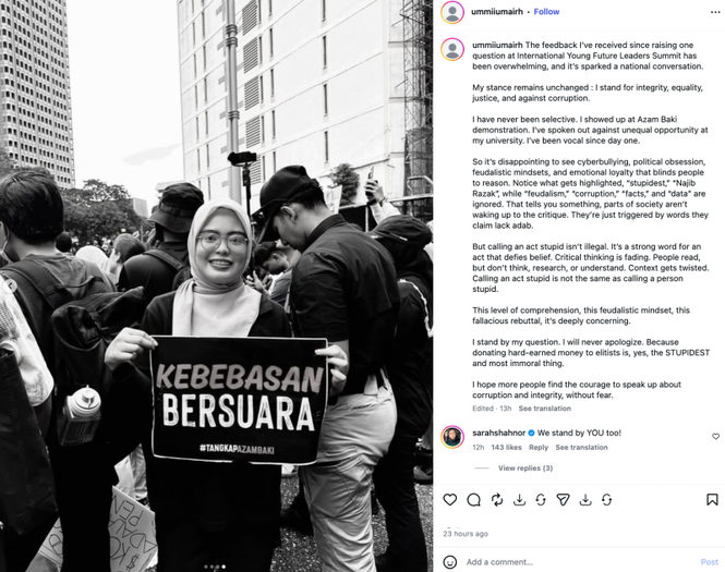 Image from: Isu derma Najib: Mahasiswa UM teguh dengan pendirian -“Saya tidak akan minta maaf”