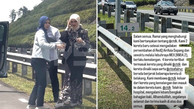 Siti Nurhaliza terlibat kemalangan di lebuhraya MEX, cedera bengkak bahagian kaki