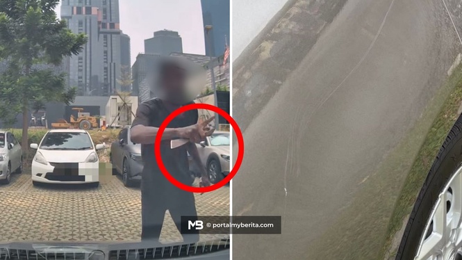Warga asing mengamuk, calar 7 kereta dengan besi dekat TRX ditahan polis