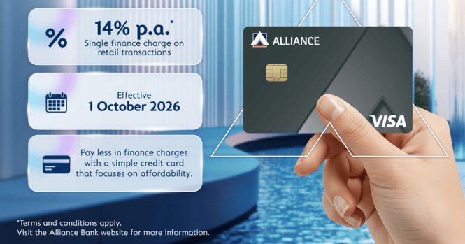 Image from: You Now Pay 14% P.A. Interest With The Refreshed Alliance Bank Visa Basic Card