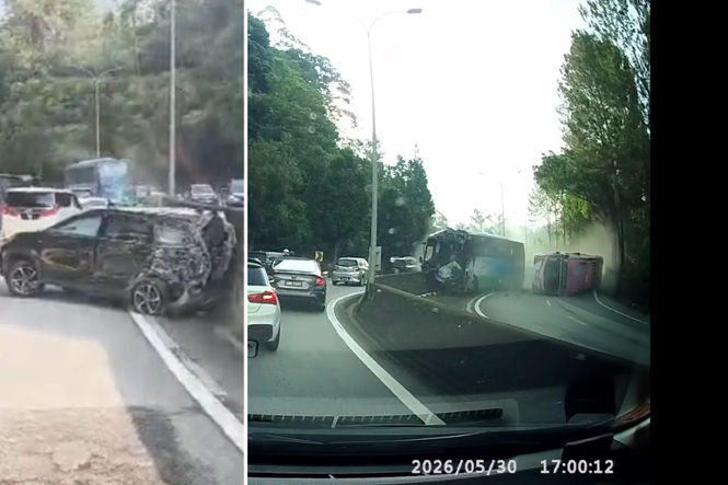 Image from: Tour bus accident in Genting Highlands, seven foreign tourists injured