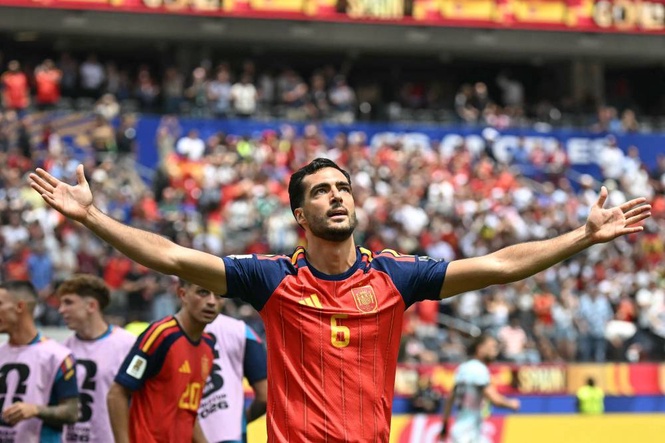 Image from: Merino strikes late as Spain beat Belgium to set up France World Cup semi