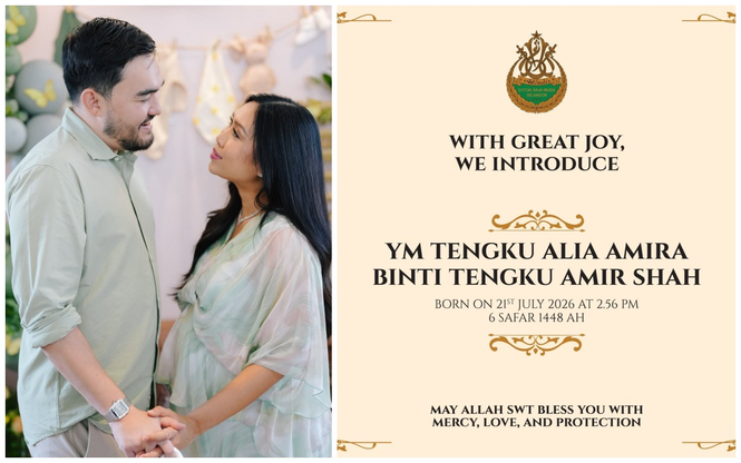 Image from: Royal joy as Raja Muda Selangor and wife welcome baby girl Tengku Alia Amira