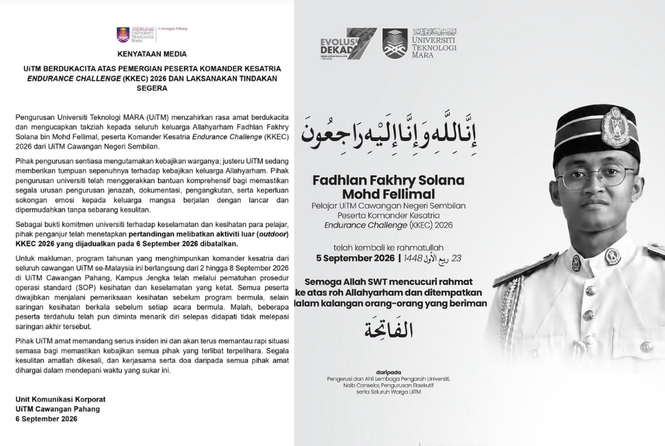 Image from: Student cadet dies during UiTM endurance challenge: What we know so far