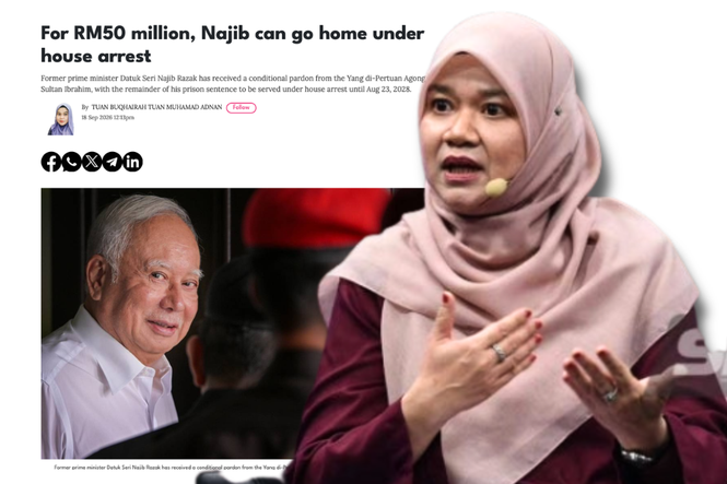 Image from: Pardon is Agong’s prerogative, not PM or PH decision – Fadhlina