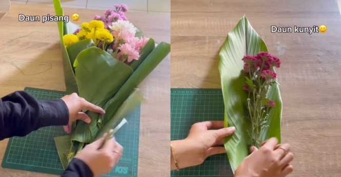Florist Di Indonesia Guna Daun Sebagai “Wrapper”, Ramai Terpesona Tengok Hasil