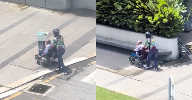 Dalam Sibuk Cari Rezeki, 'Abang Rider' Sanggup Berhenti Tepi Jalan Bantu Lelaki OKU