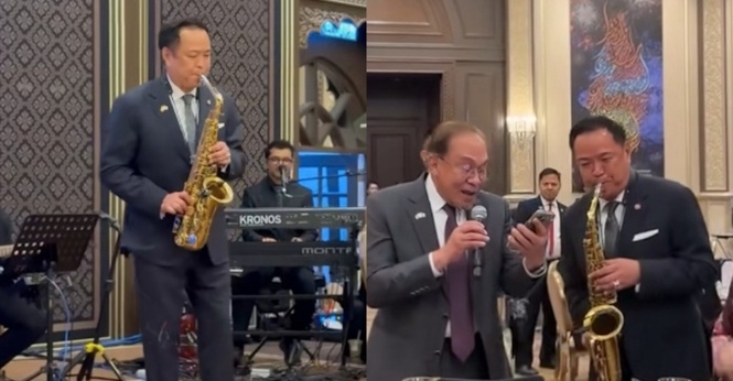 Momen Santai Anwar Nyanyi "My Way" Diiringi Saksofon PM Thailand