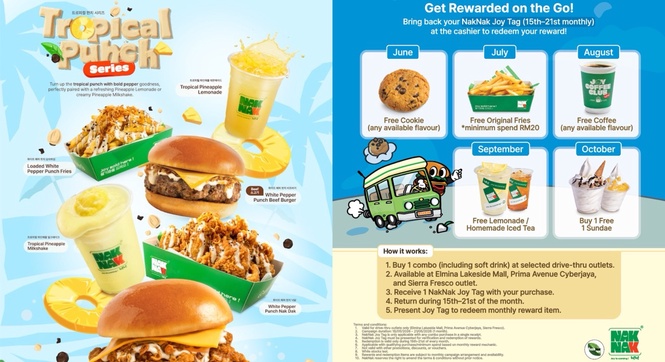 NakNak Perkenal Siri Tropical Punch, Ayam Lada Putih & Burger Baharu Dengan Rasa Nanas Tropika