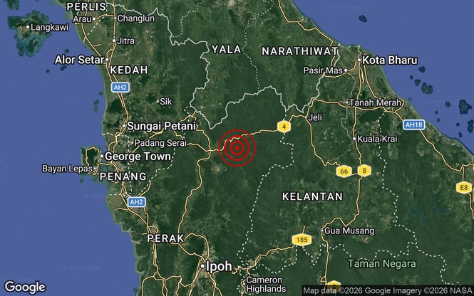 Gempa Bumi 3.4 Magnitud Gegar Temenggor, Gerik