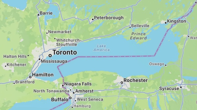 Apple Maps Tukar Nama 'Lake Ontario' Kepada ‘Lake America’ Atas Arahan Trump