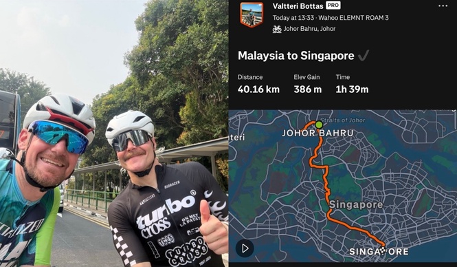 Kayuh Basikal Sejauh 350km Dari Sepang, Pelumba F1 Valtteri Bottas Sampai Di Singapura