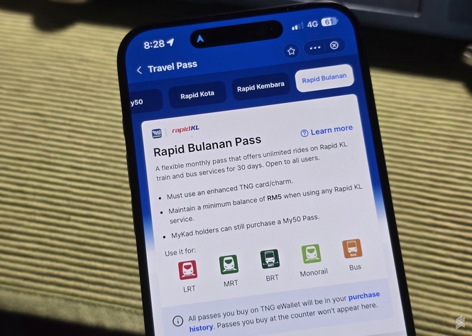 Rapid KL offers non-Malaysians unlimited ride pass for RM150 per month via TNG eWallet