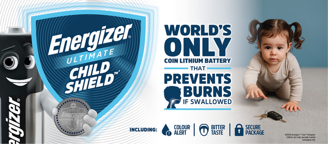 Energizer Ultimate Child Shield: The only coin battery that prevents burns when swallowed